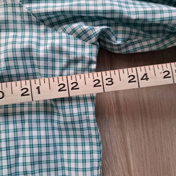 Charles Tyrwhitt Dress Shirt Mens Large Green Grid Check Non Iron Slim Fit - Picture 7 of 9